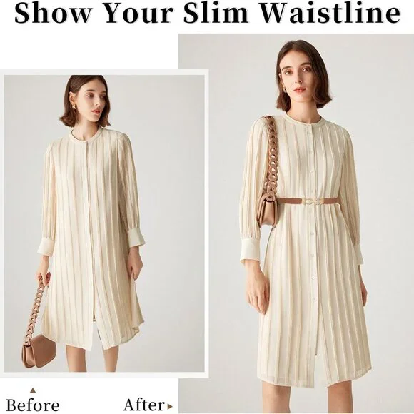 Women Skinny Elastic Belt for Dresses,Thin Retro Stretch Waist Belt with Golden